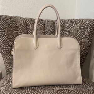 Claudia Firenze Off White Cream Leather XL Tote Bag